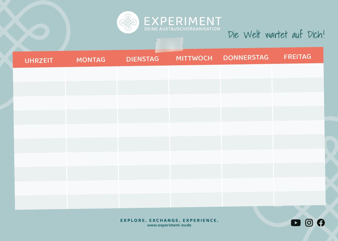 Stundenplan von Experiment - Deine Austauschorganisation